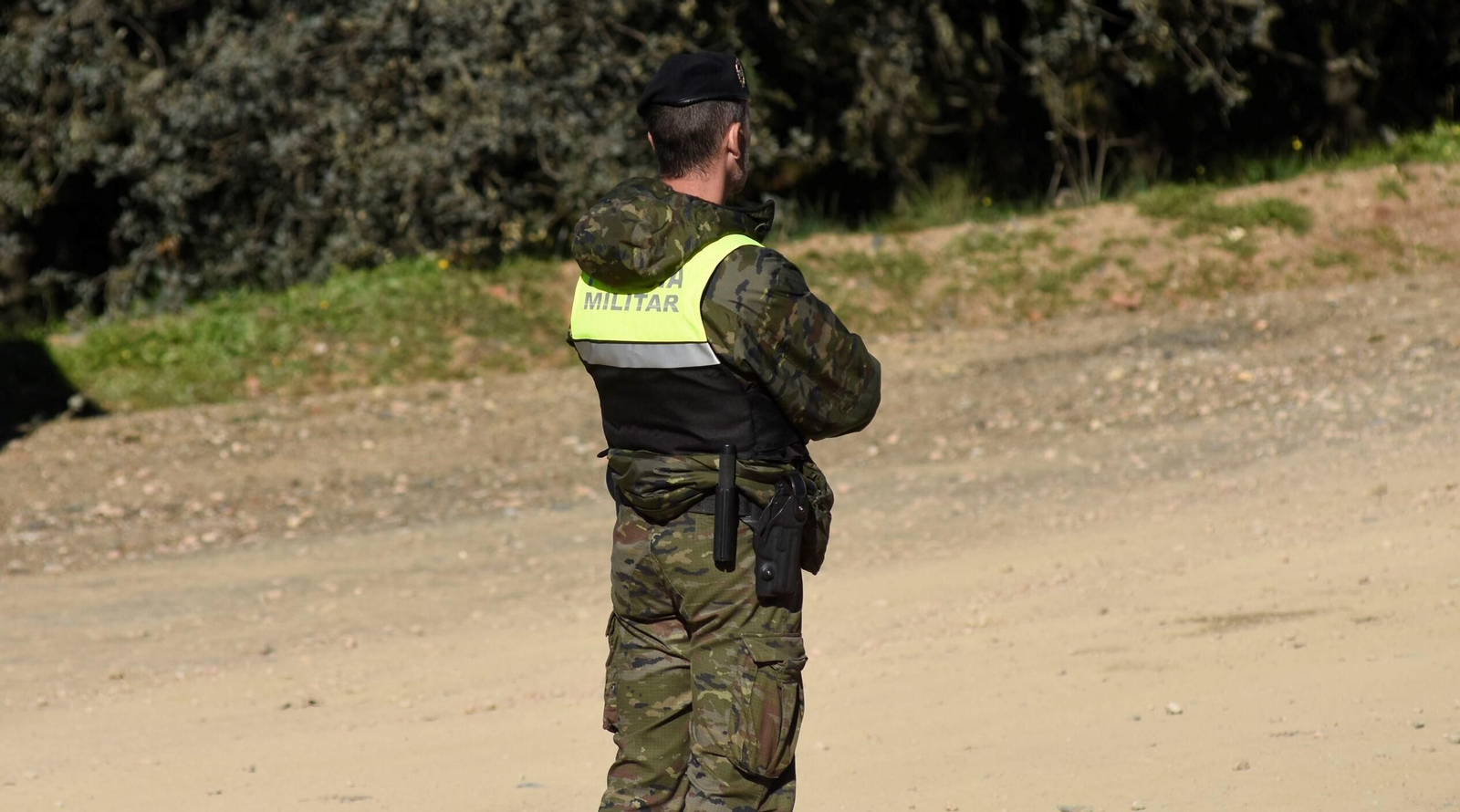 Un efectivo militar, en la base de Cerro Muriano el día de los hechos