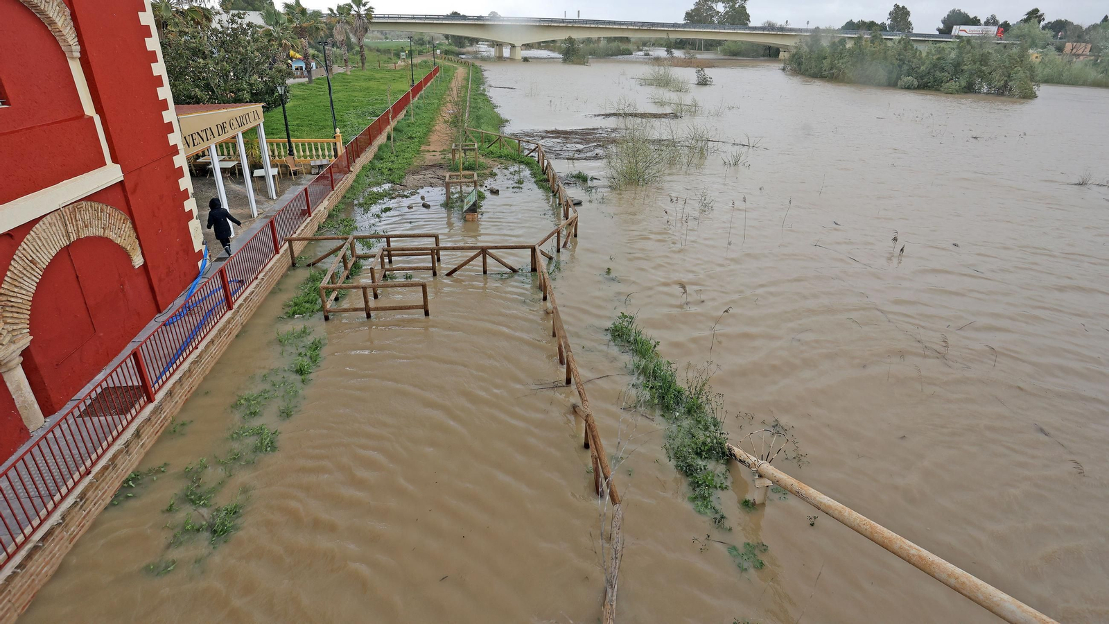 Operativo por el desbordamiento del río Guadalete
