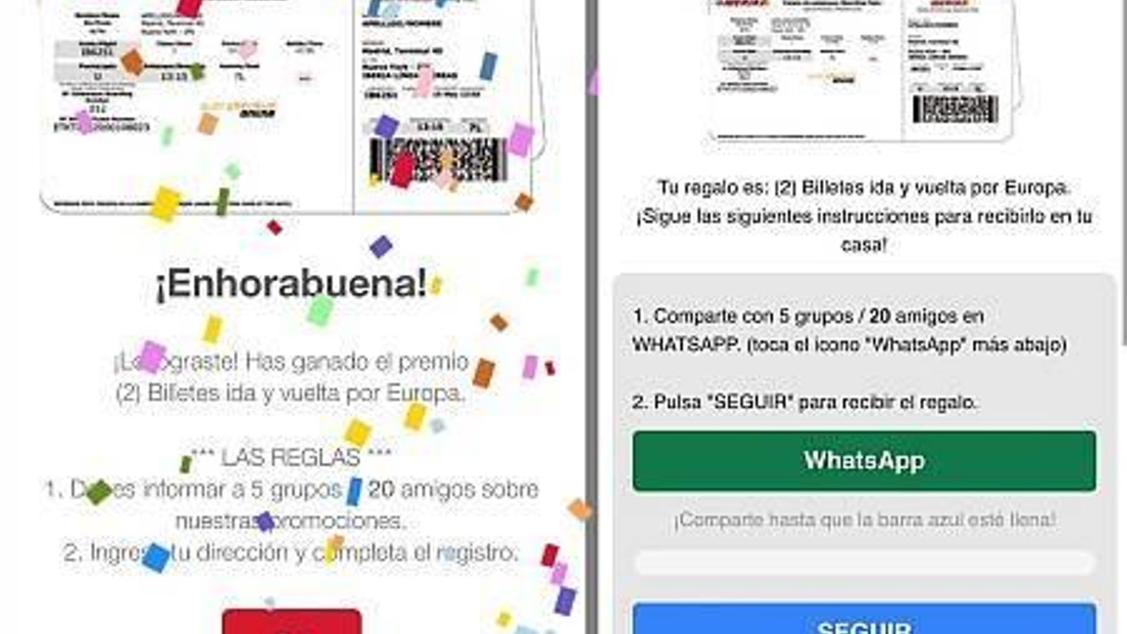 El premio ficticio de la estafa de Iberia