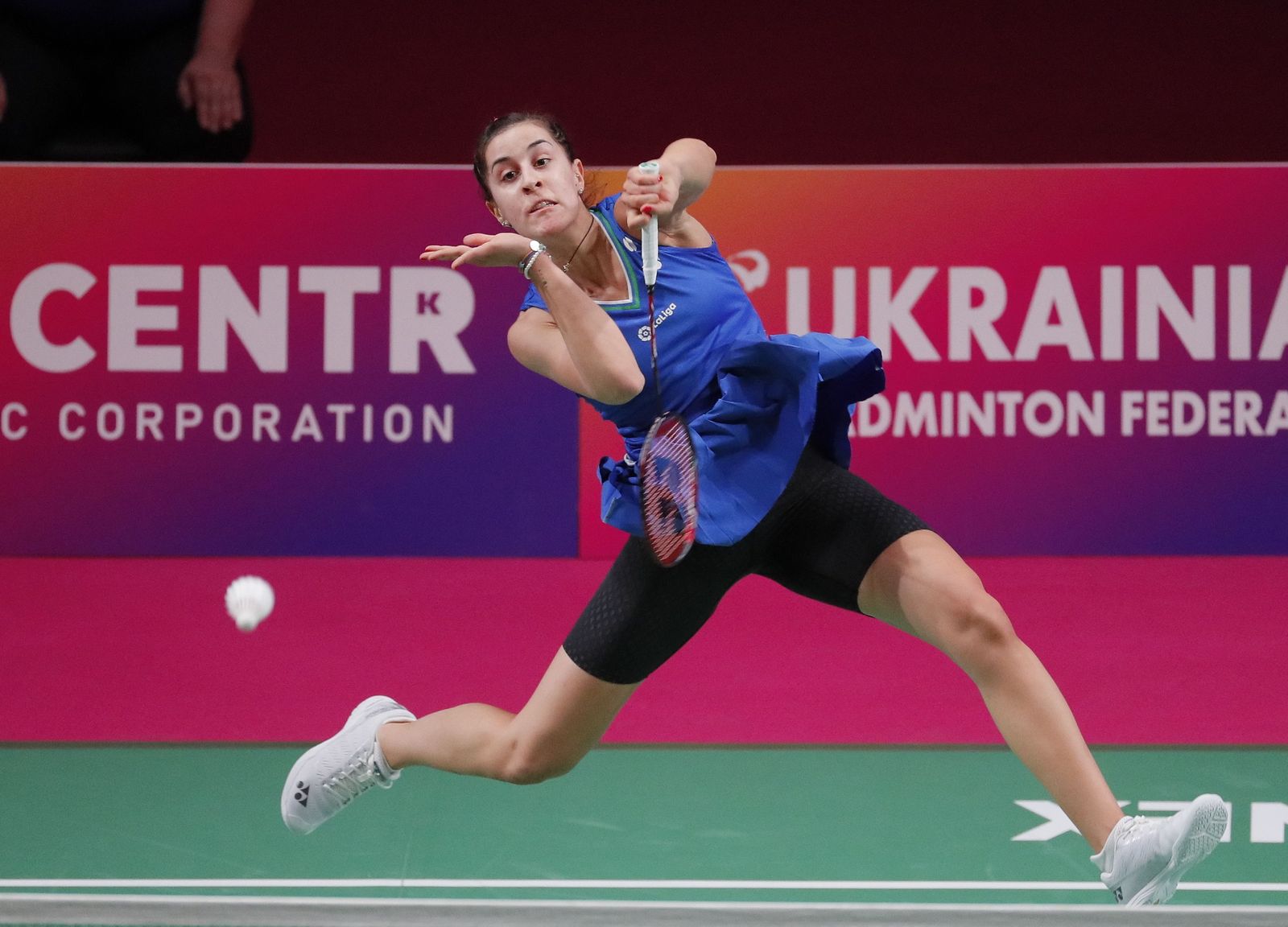 Carolina Marín, durante la final de hoy.