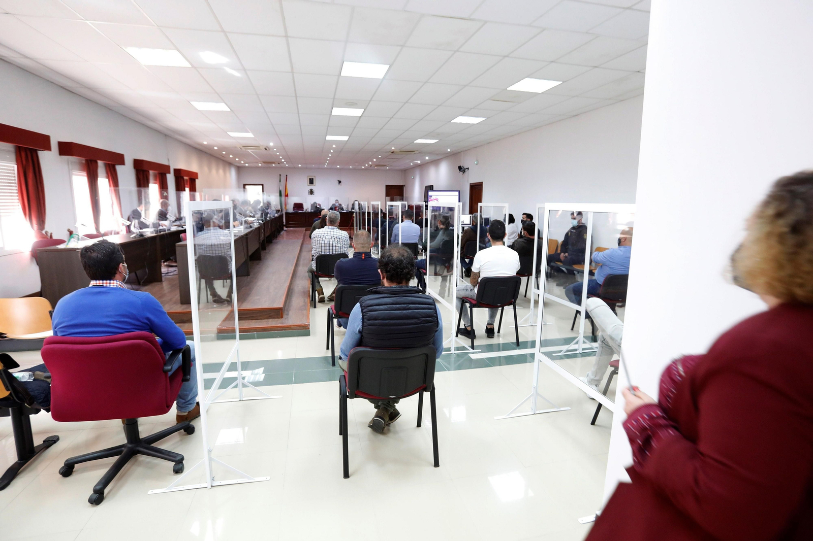 Sala en la sede de Algeciras  de la Audiencia Provincial de Cádiz durante la celebración de un macrojuicio