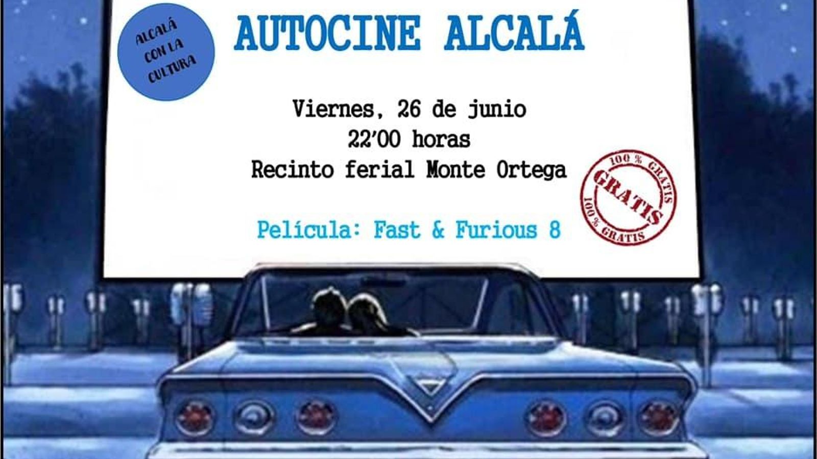 Cartel del autocine en Alcalá de los Gazules.