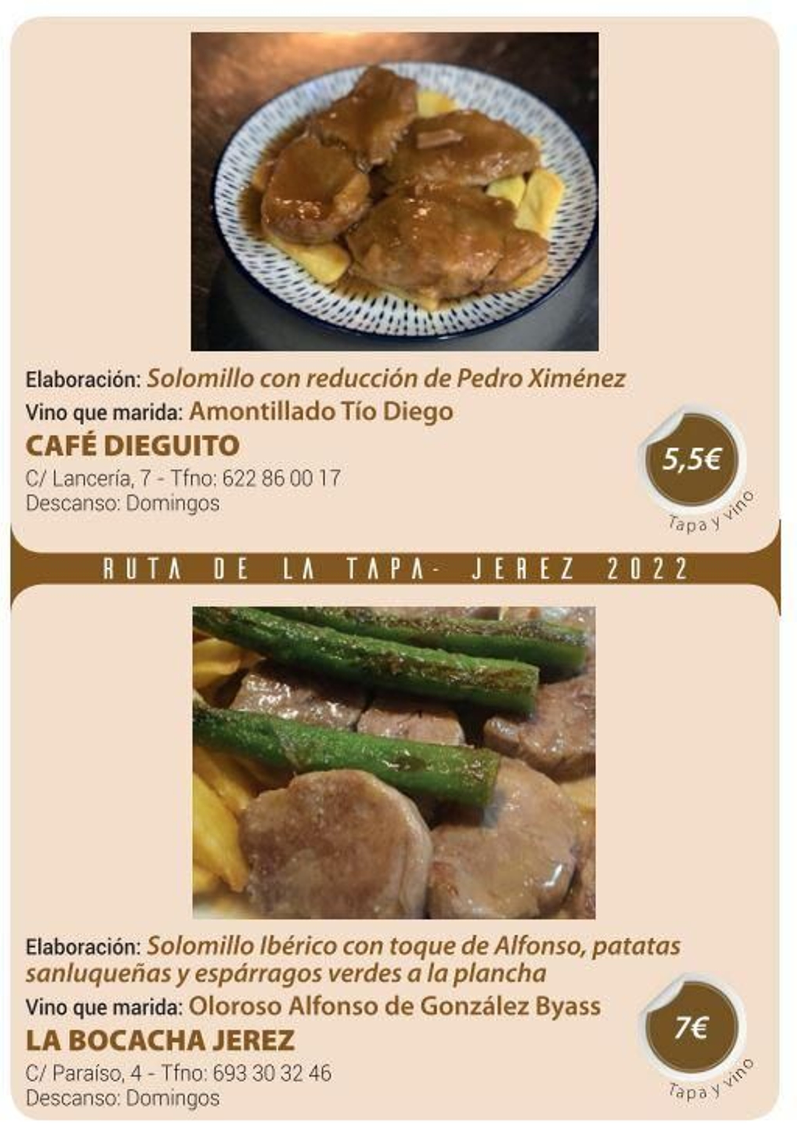 Ruta de la Tapa 'DesTapa Jerez': establecimientos, tapas maridadas y precios