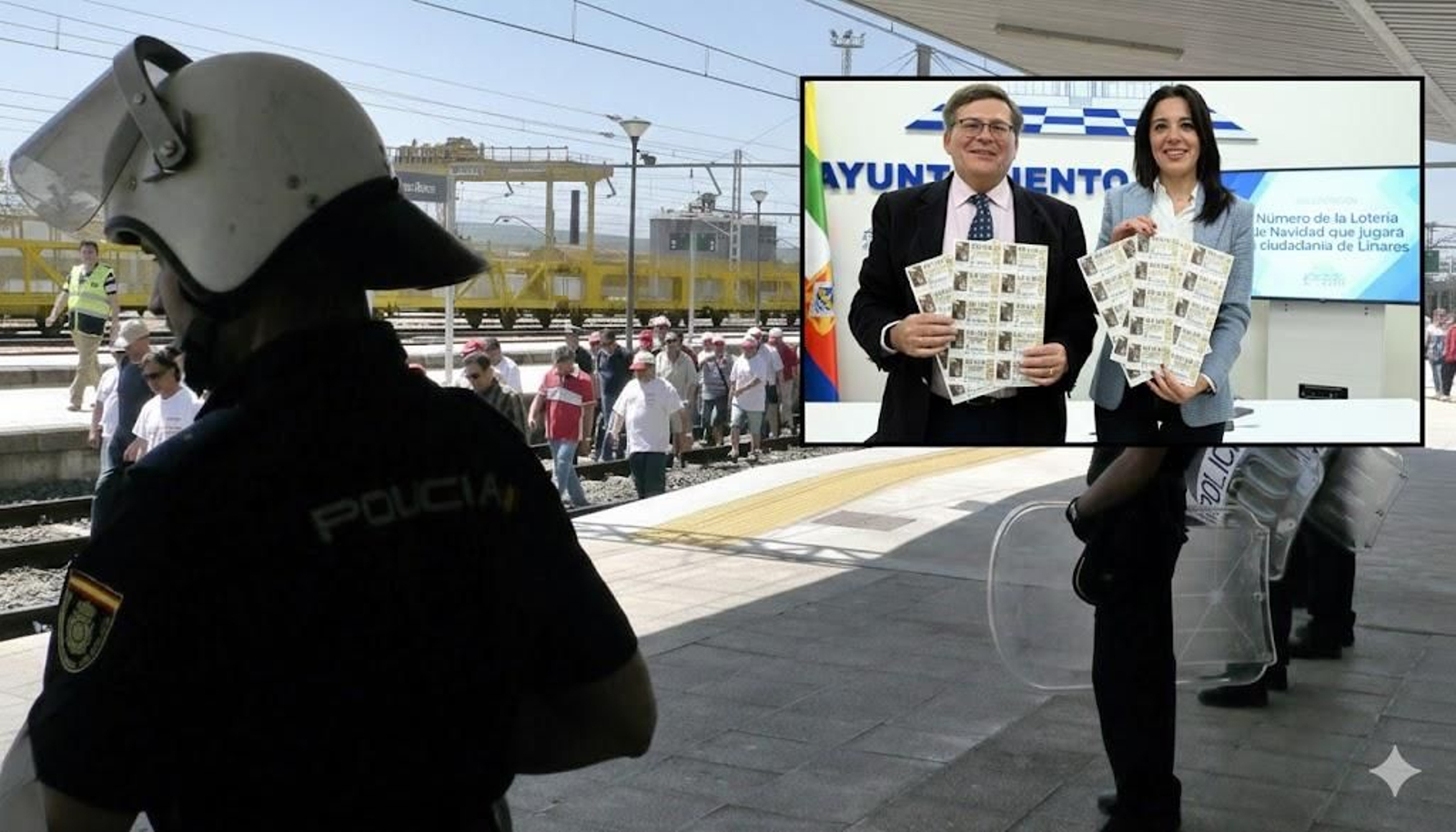 Manifestación por el cierre de Santana y número que juegan todos los vecinos de Linares.