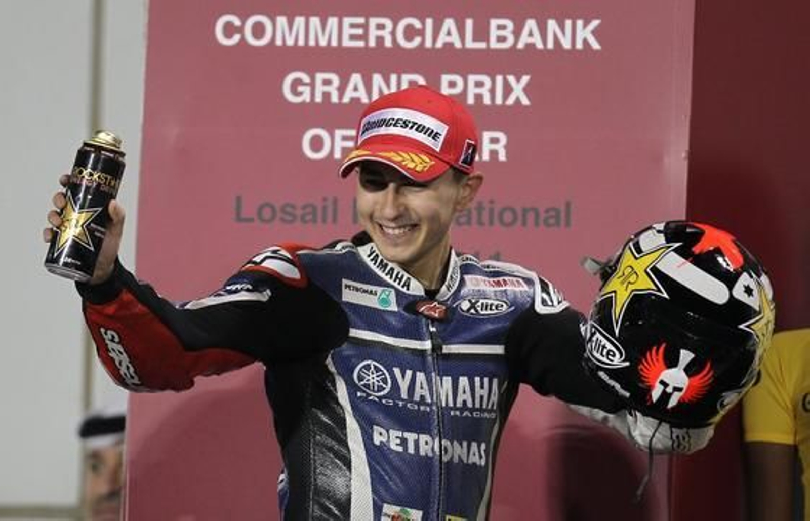 Jorge Lorenzo celebra su segundo puesto en Qatar.

Foto: AFP Photo
