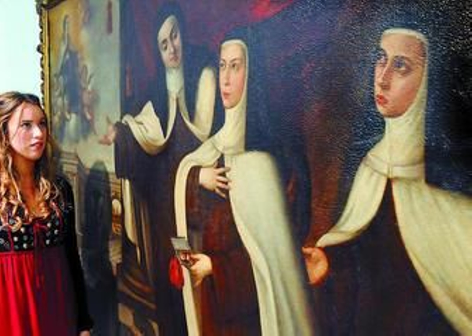 La profesión de la Madre Gregoria Francisca de Santa Teresa y de la  hermana Úrsula de Santa Rosa. Óleo sobre lienzo de Cornelio Schut (1668).