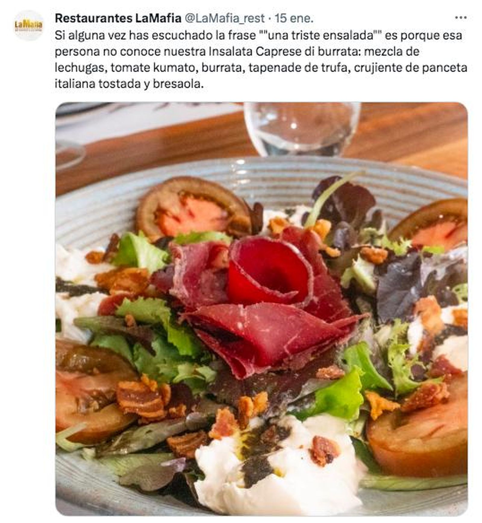 Twit de Restaurantes LaMafia.