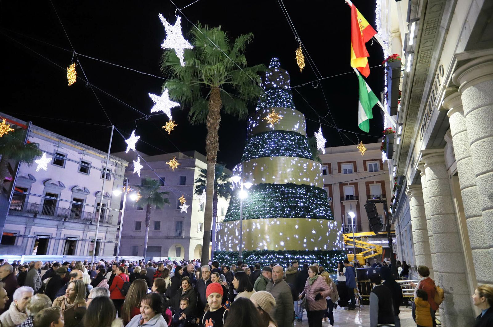 El gran árbol de Navidad instalado en el Ayuntamiento