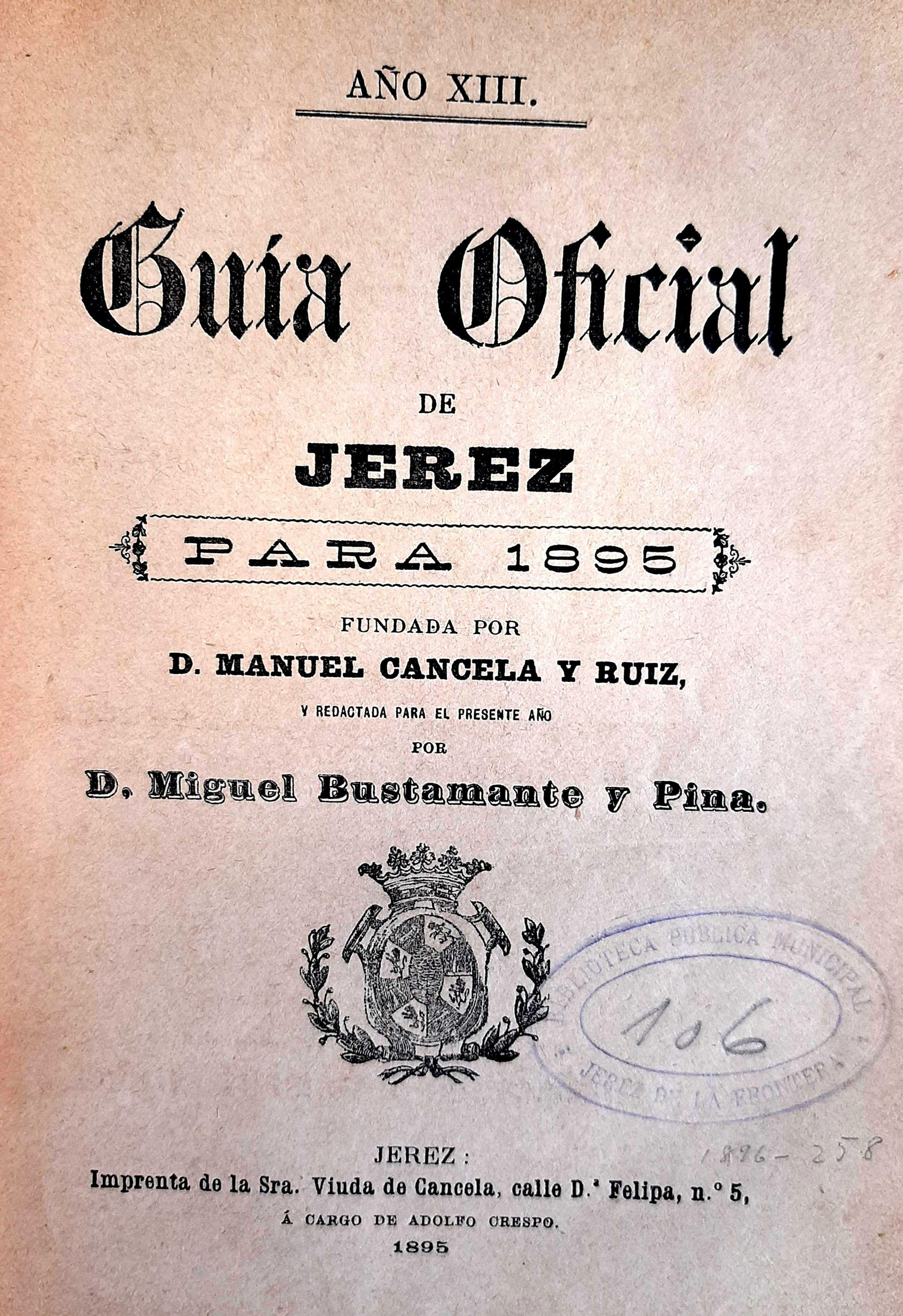Portada de la Guía de Jerez de 1895.