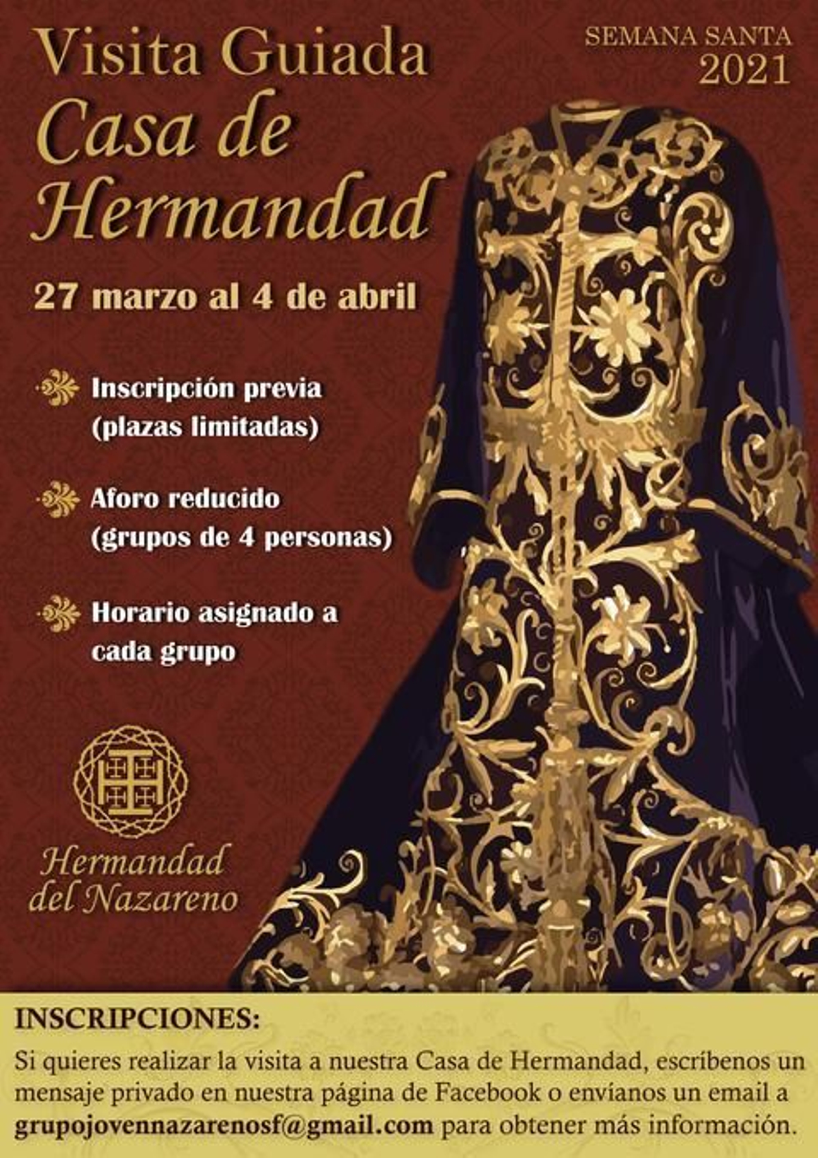 Cartel editado por la hermandad de Jesús Nazareno para anunciar las visitas.