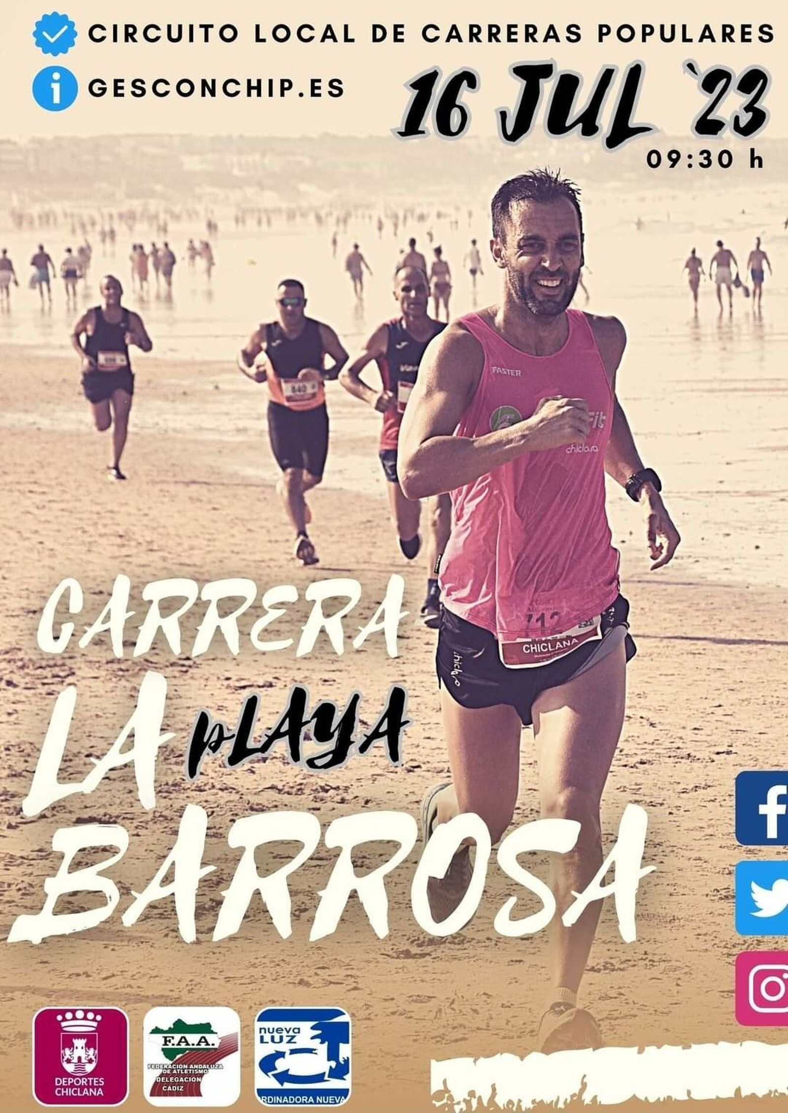 El cartel de la XX Carrera Popular Playa de La Barrosa.