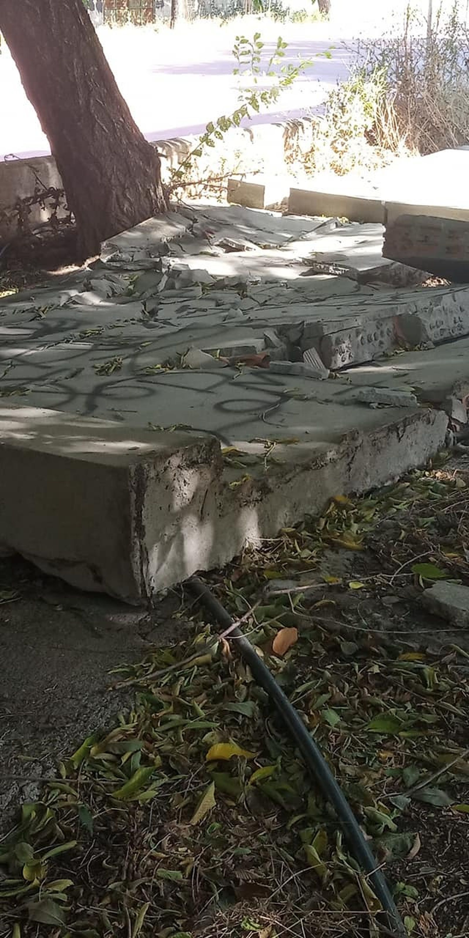 Parte del muro del IES Tartessos de Camas que se vino abajo el jueves.