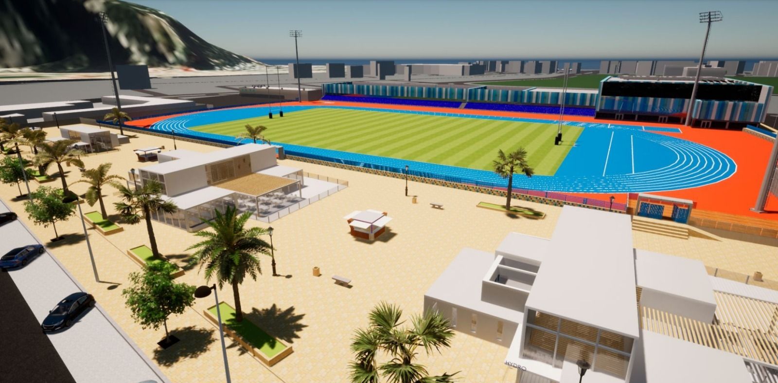 Imagen de la maqueta del nuevo complejo polideportivo municipal de la Ciudad Deportiva.