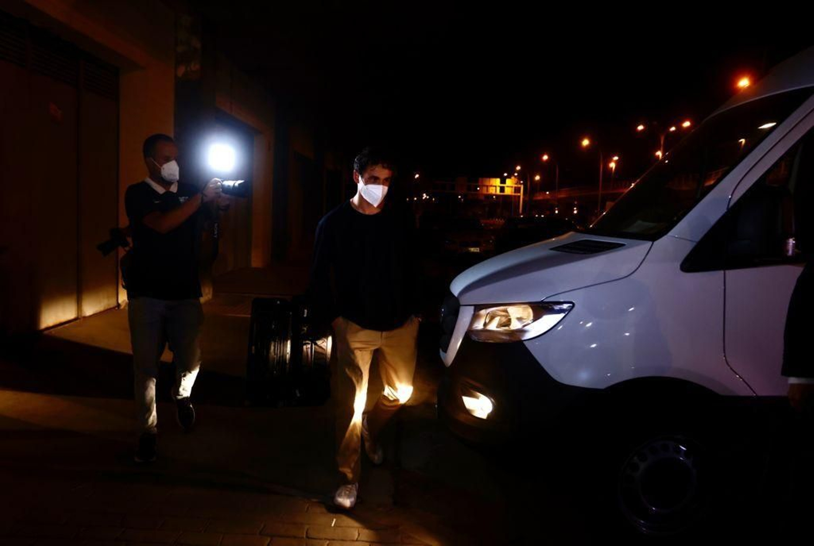 Delaney, a su llegada al aeropuerto de Sevilla.