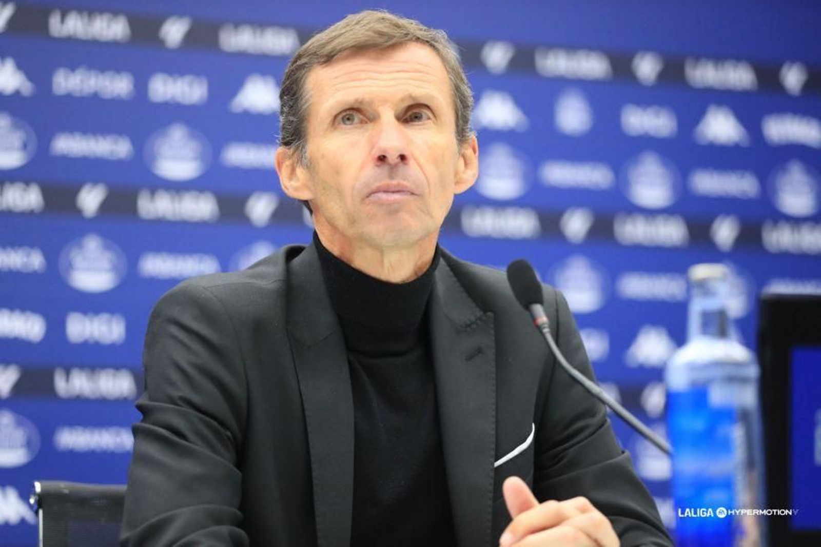 Jose Ángel Ziganda, en la sala de prensa de Riazor
