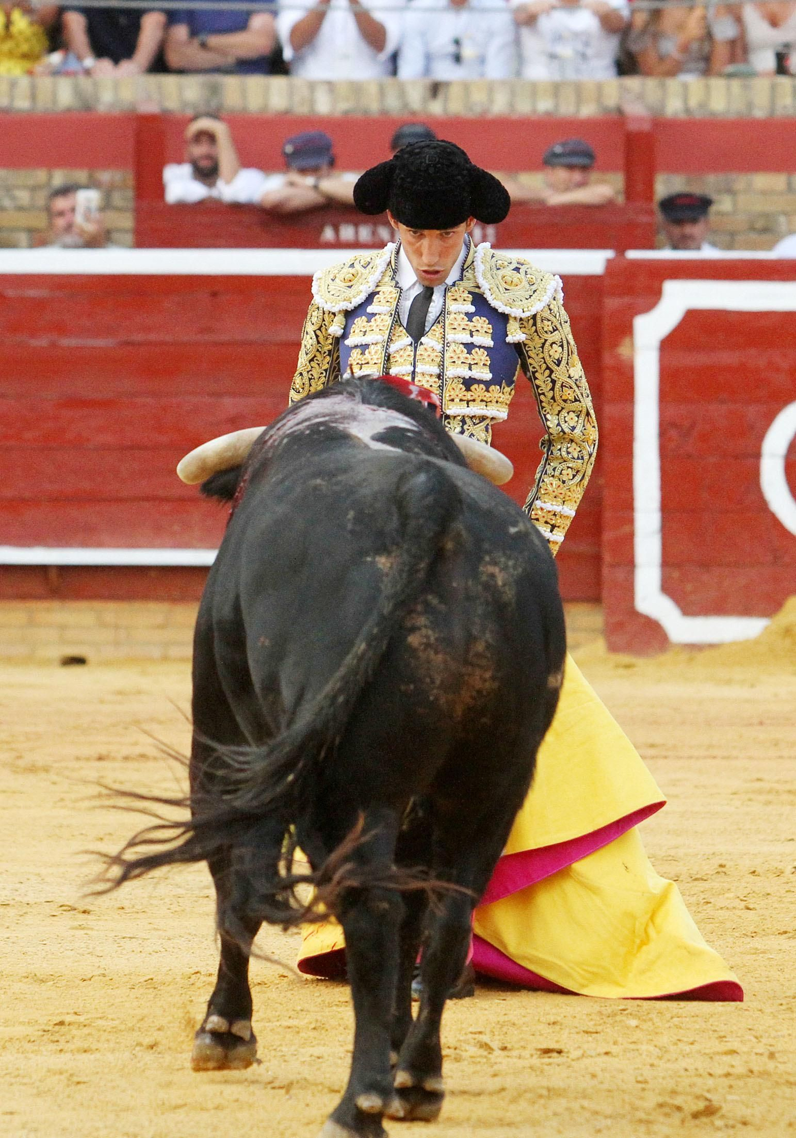 David de Miranda durante la corrida de esta tarde en la Plaza de Toros La Merced