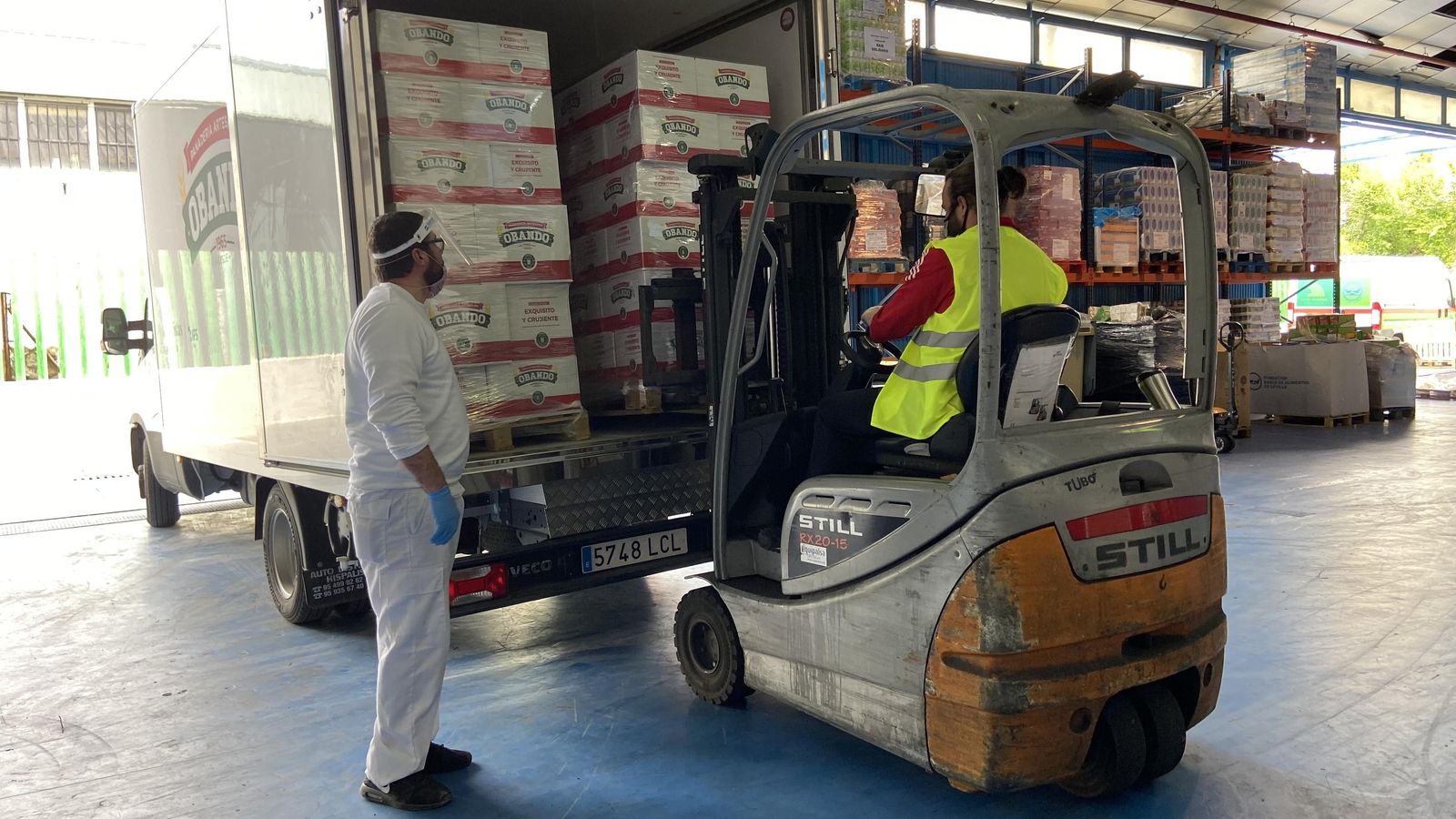 Llegada de la donación de Obando a las instalaciones de Banco de Alimentos.