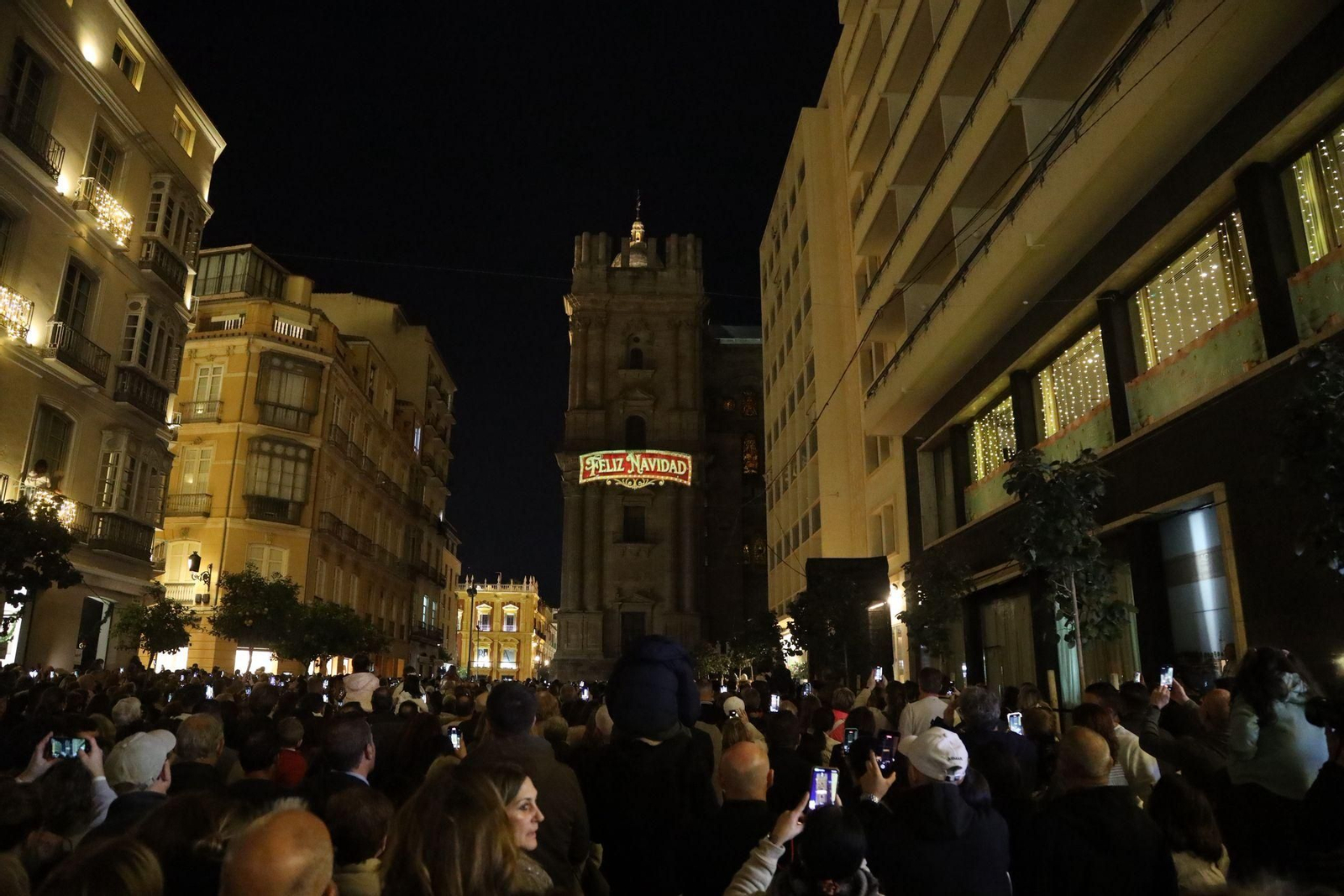 Málaga estrena el 'videomapping' de la Catedral para celebrar la Navidad