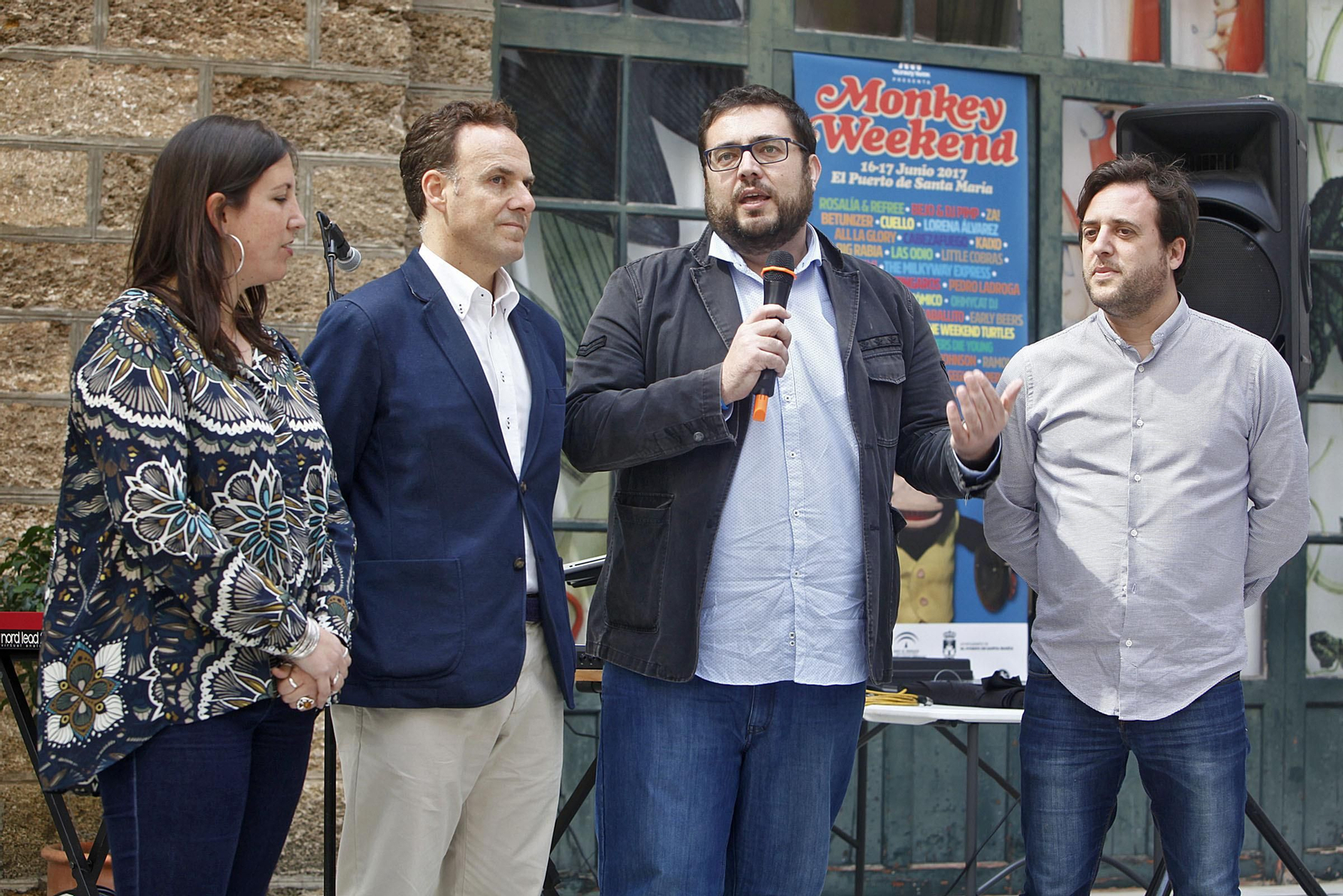 David de la Encina, alcalde de El Puerto; Jaime Armario, de Diputación y Tali Carreto, uno de los creadores del Monkey.