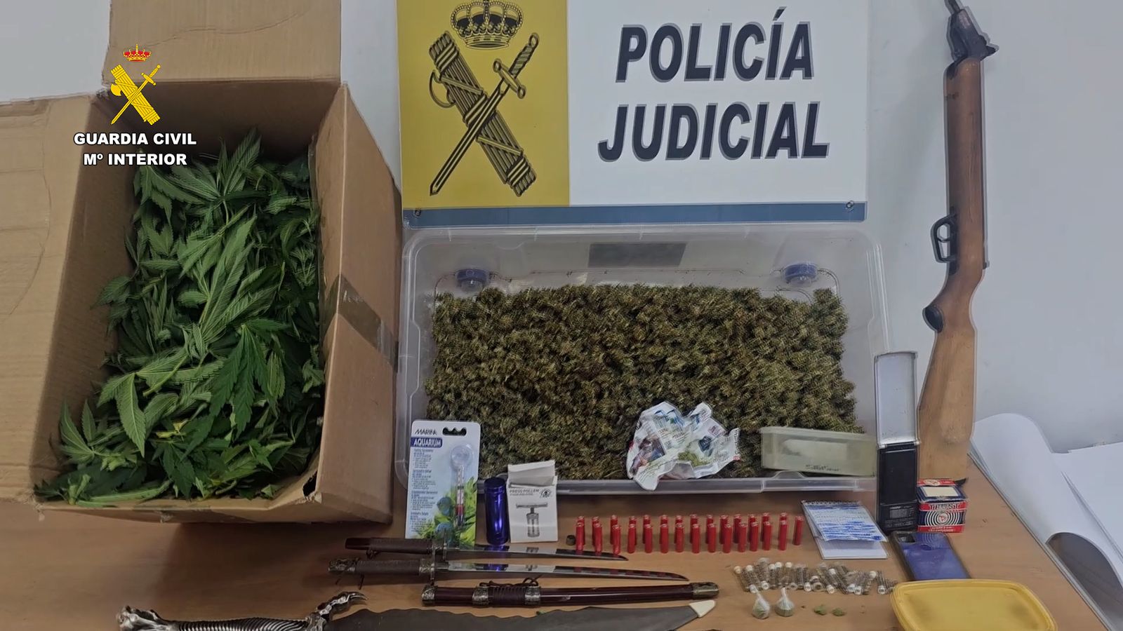 Material intervenido en el domicilio de Campofrío.