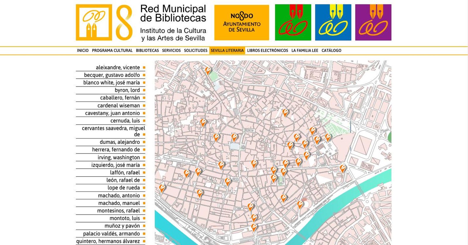 El mapa de la 'Sevilla literaria'.