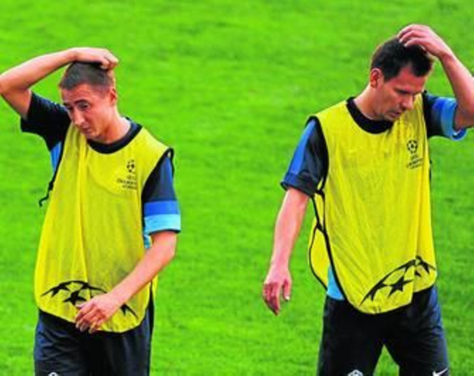 Bystrov y Zyryanov, en el entrenamiento de ayer en La Rosaleda.