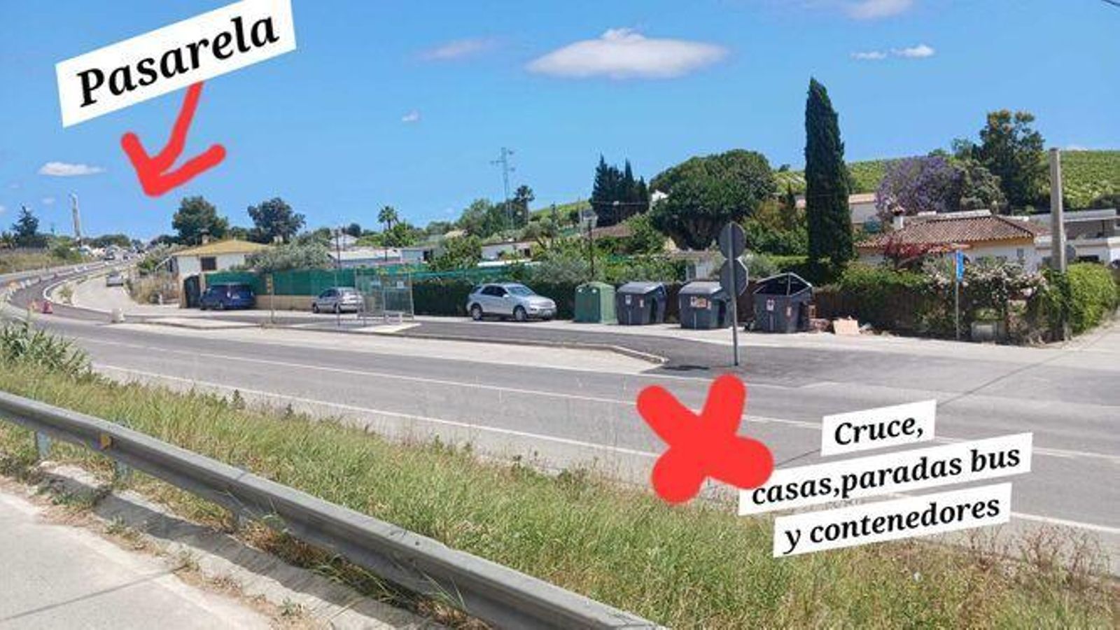 Lugar donde se está construyendo la pasarela y donde se encuentran las vivienda, según la afectada.