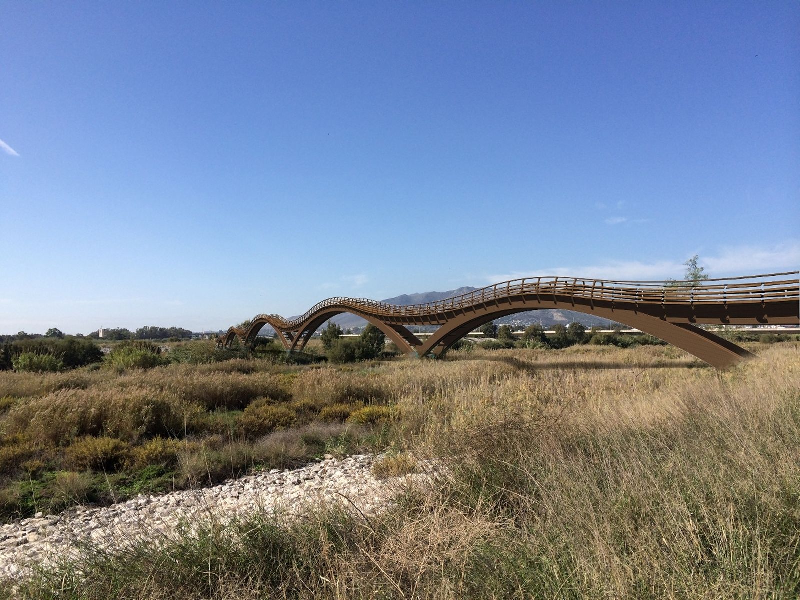 Recreación de cómo será la pasarela del río Guadalhorce