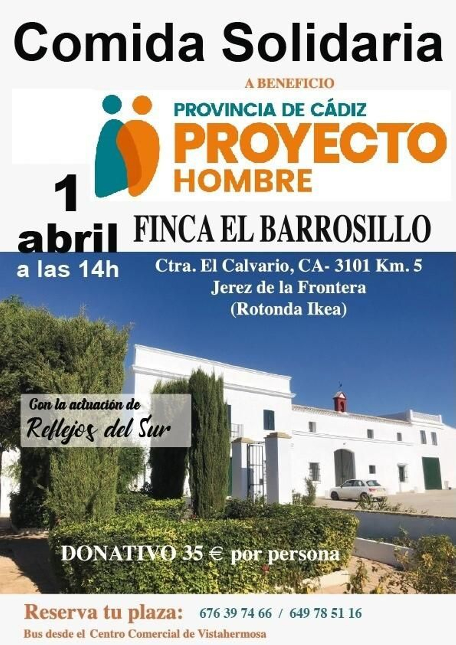 Detalle del cartel de la comida solidaria en El Barrosillo.