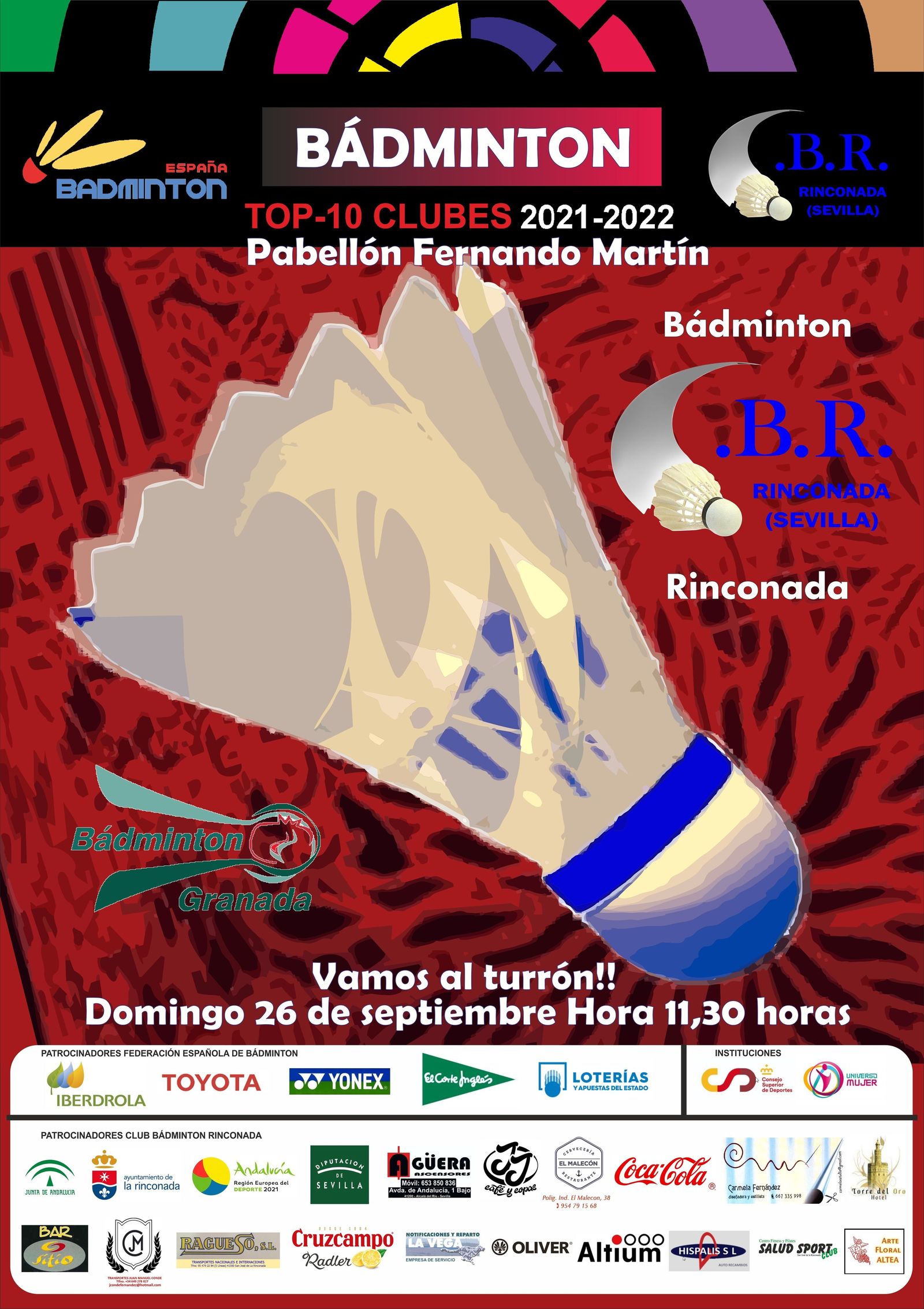 El cartel del partido Rinconada-Granada.