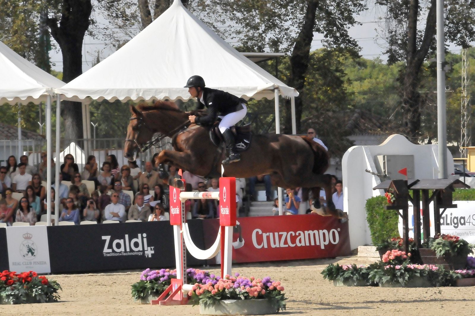 Sergio Álvarez Moya, número uno del ránking nacional, salta un obstáculo.