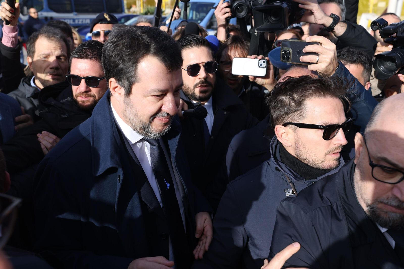 El vicepresidente italiano, Matteo Salvini, a su salida del tribunal de Palermo.