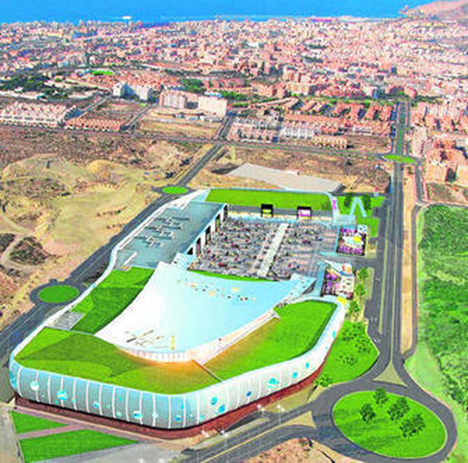 Maqueta virtual de Bogaris Retail para su parque de medianas y centro comercial de Torrecárdenas.