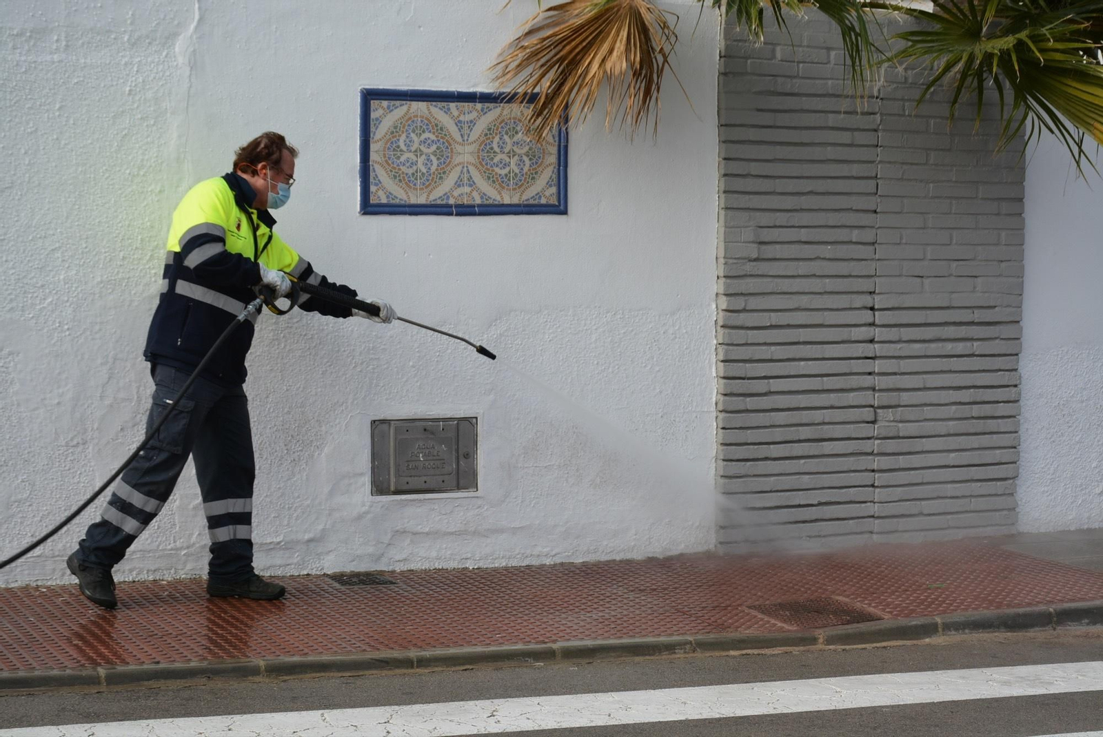 Tareas de desinfección en San Roque.