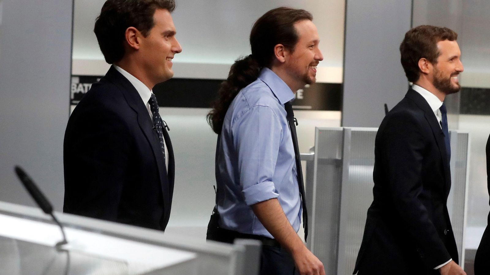 Albert Rivera, Pablo Iglesias y Pablo Casado, en un momento del debate.