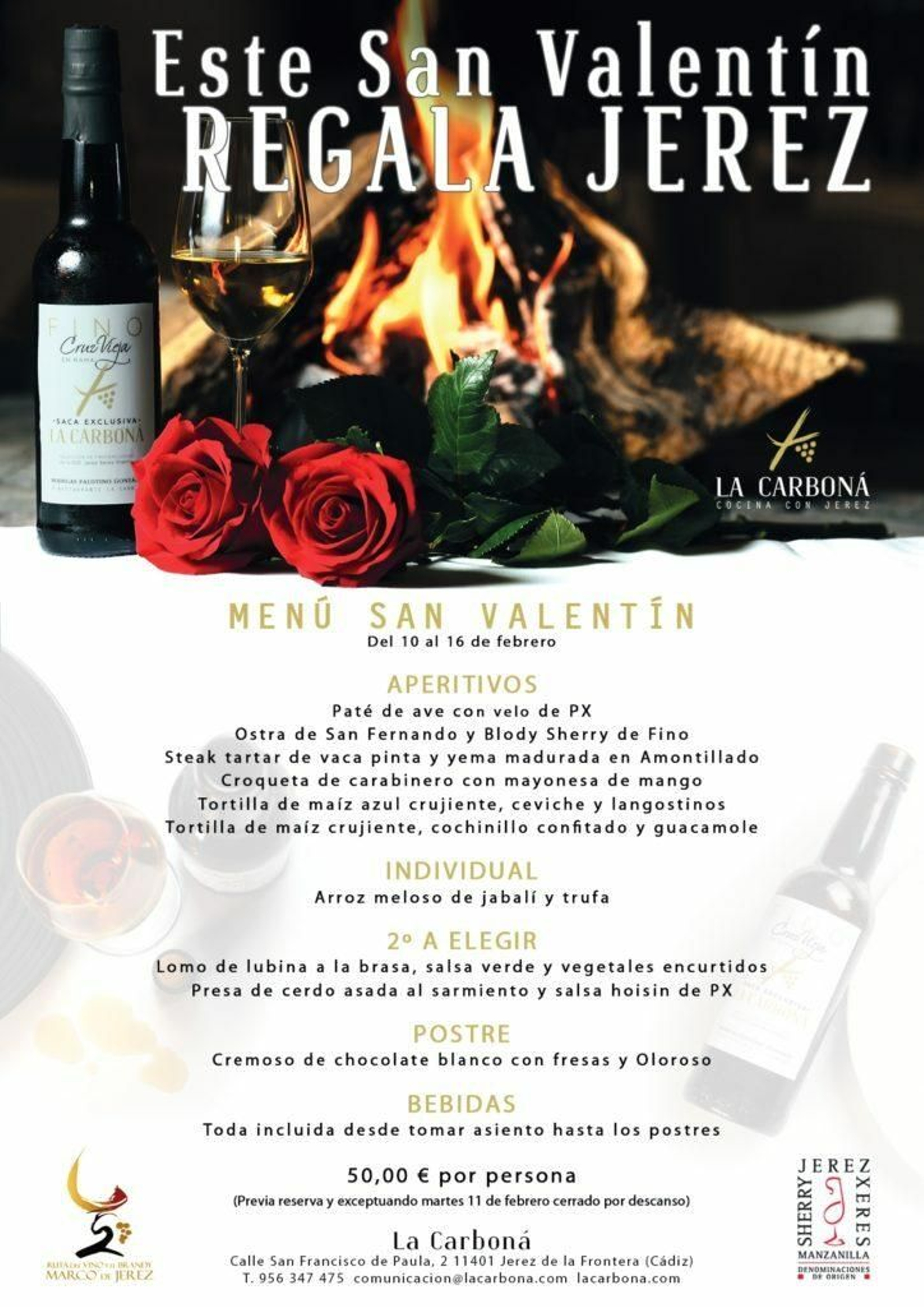 Cena en La Carboná. El Restaurante La Carboná ha preparado para esta semana, del 10 al 16 de febrero, una cena romántica donde disfrutar de la mejor cocina. El precio por persona es de 50 euros.