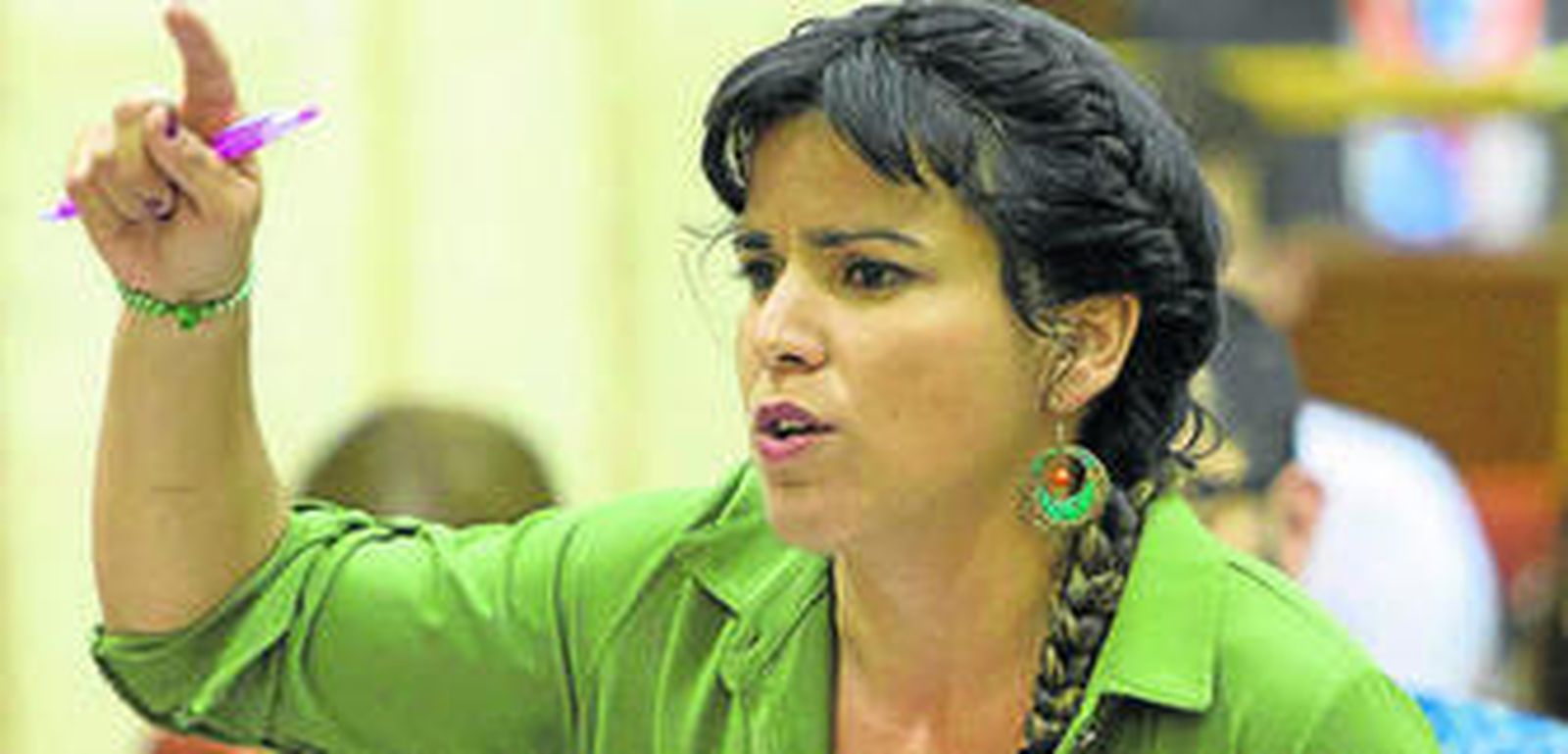 La líder de Podemos en Andalucía, durante su intervención ayer.