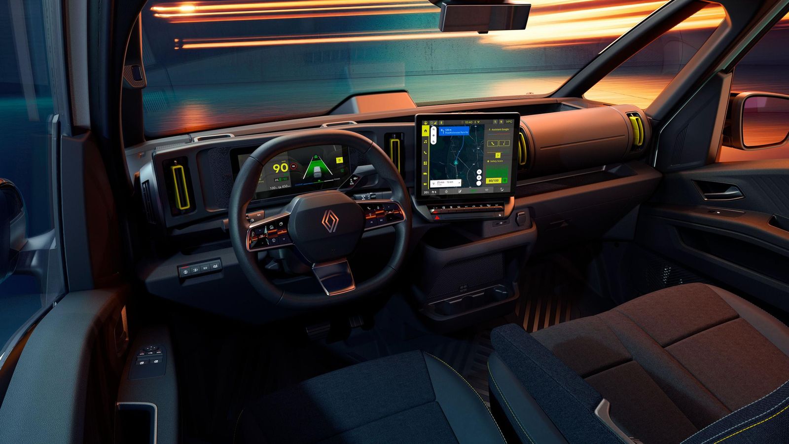 Doble pantalla en el salpicadero y la del sistema de infoentretenimiento muy orientada hacia el conductor para facilitar la interacción de éste con ella.