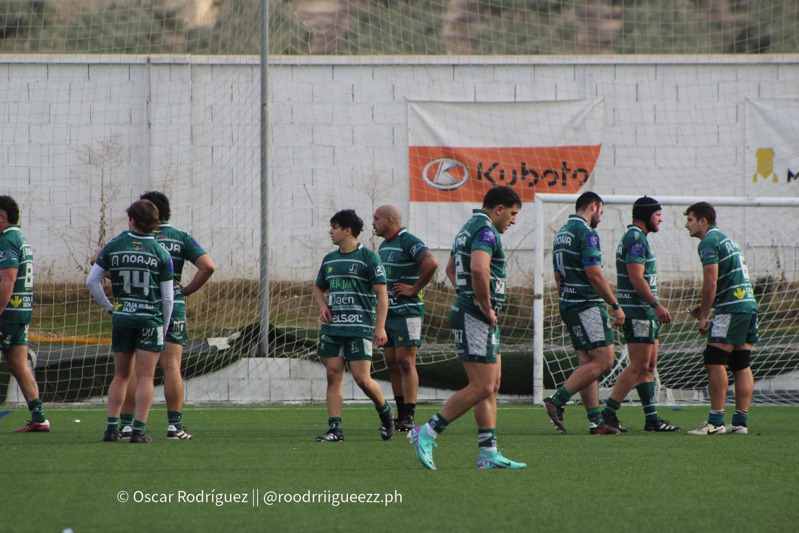 Los jugadores del Jaén Rugby lamentan una jugada en un partido de esta temporada.
