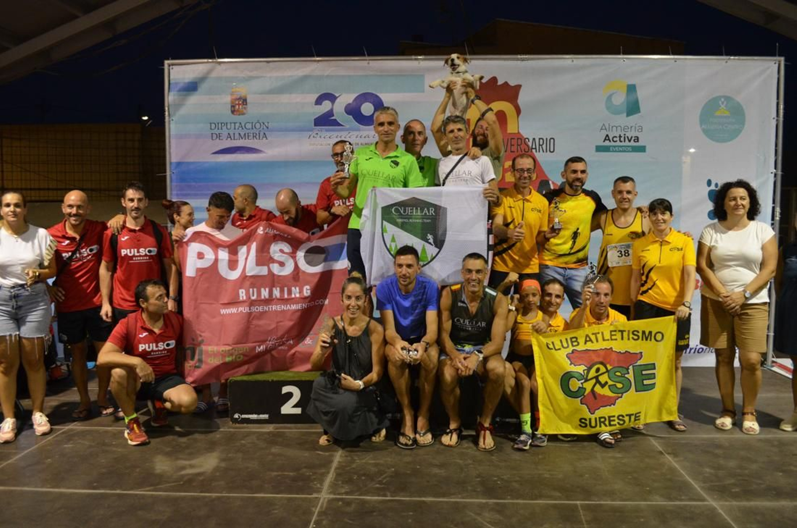 Podio de la prueba del Circuito de Carreras Populares de Diputación celebrada en Balanegra.