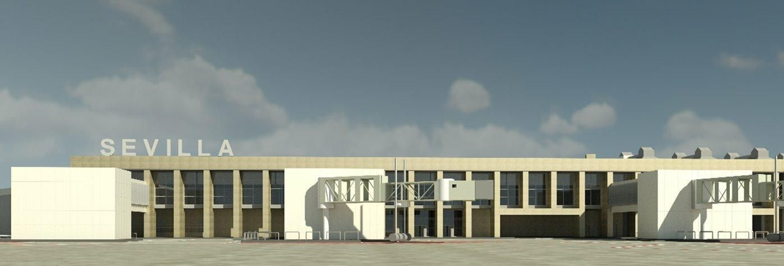 Recreación virtual de cómo quedará el aeropuerto de Sevilla tras la remodelación.
