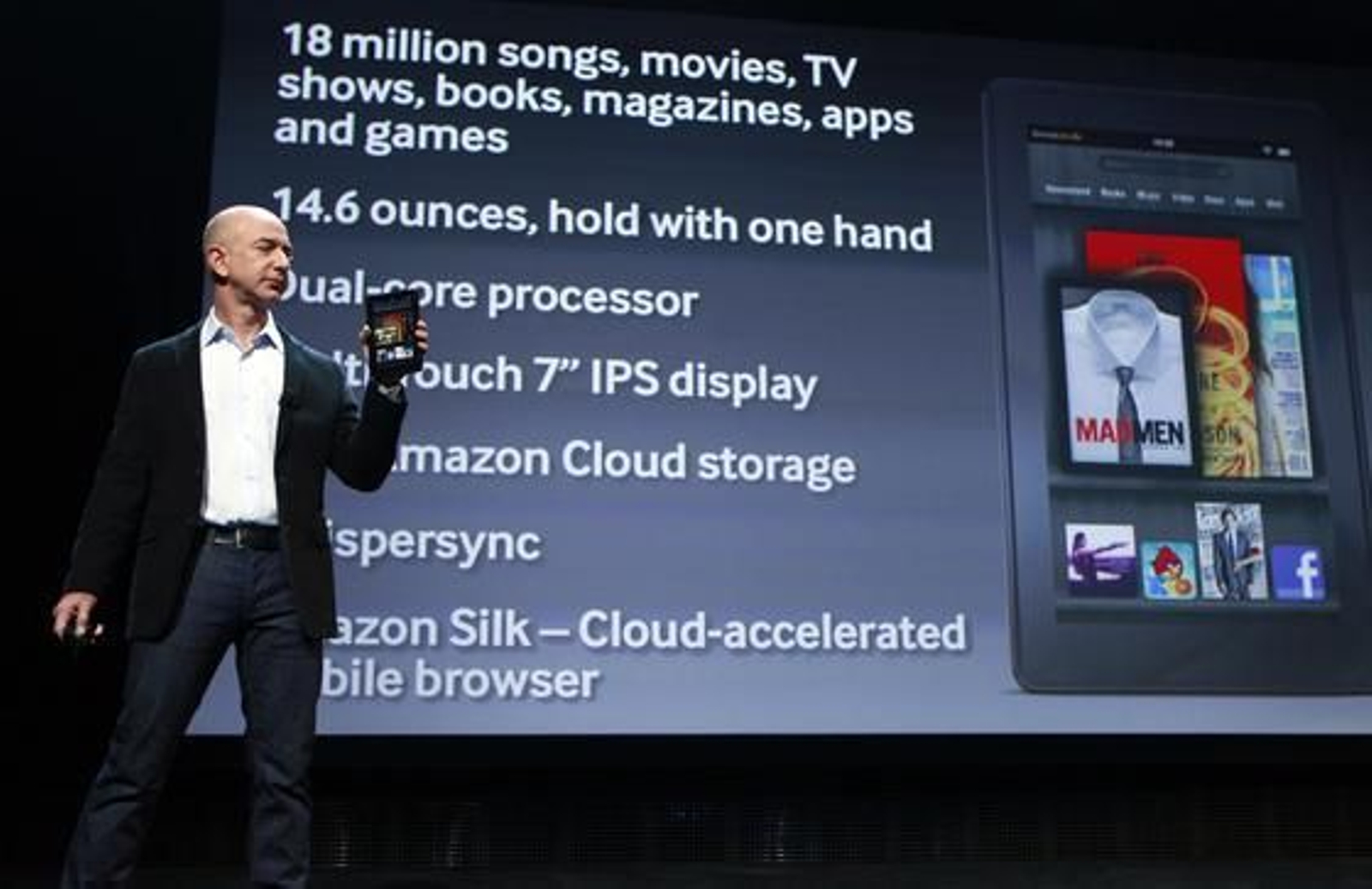 Amazon presenta los nuevos modelos de Kindle, entre ellos Fire, el debut de la compañía en el mundo de los 'tablets'.

Foto: Reuters