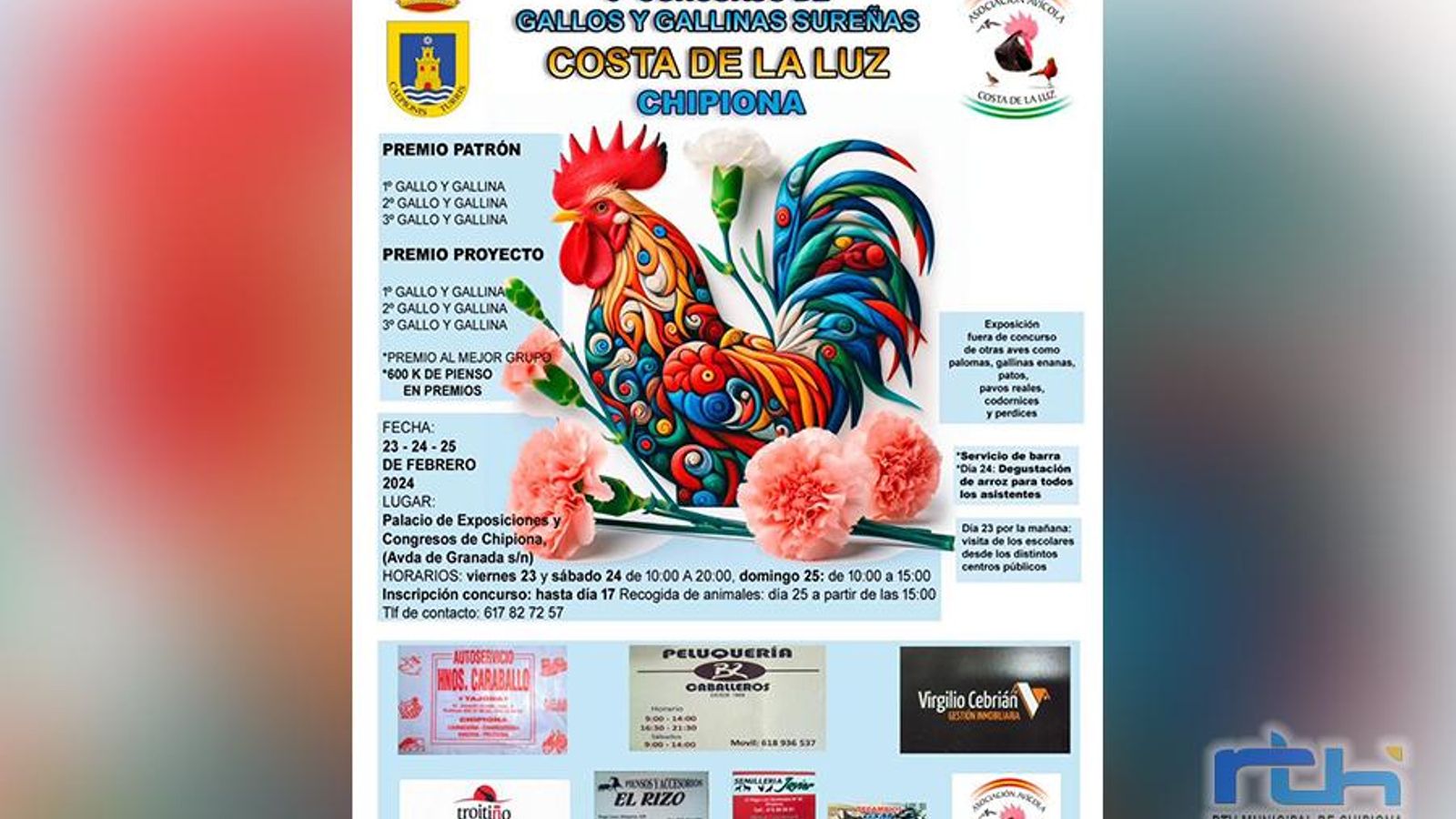 Cartel de la Exposición y el Concurso de Gallinas 'Costa de la Luz'. Cartel de la Exposición y el Concurso de Gallinas 'Costa de la Luz'.