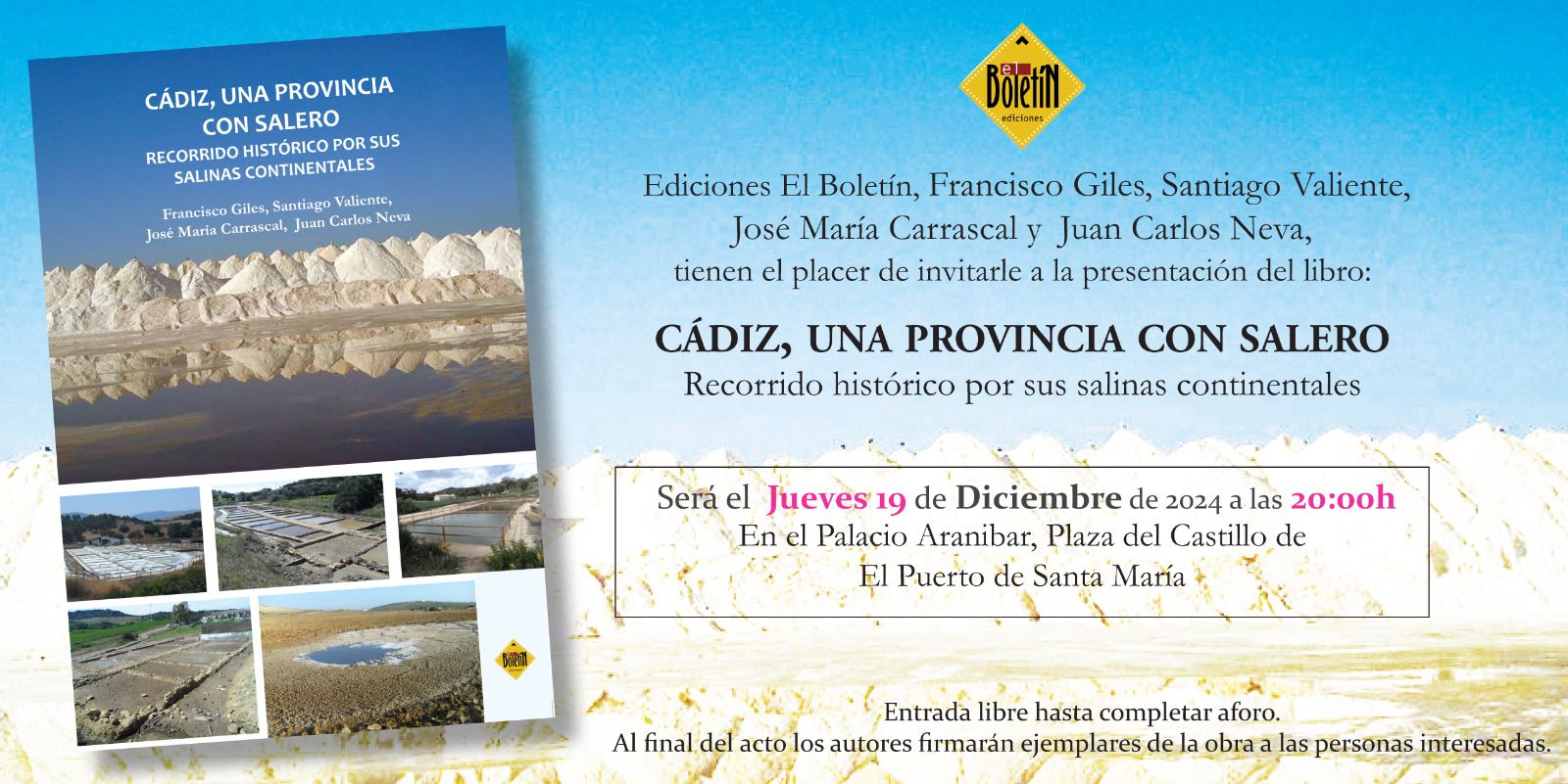 La invitación a la presentación del libro.