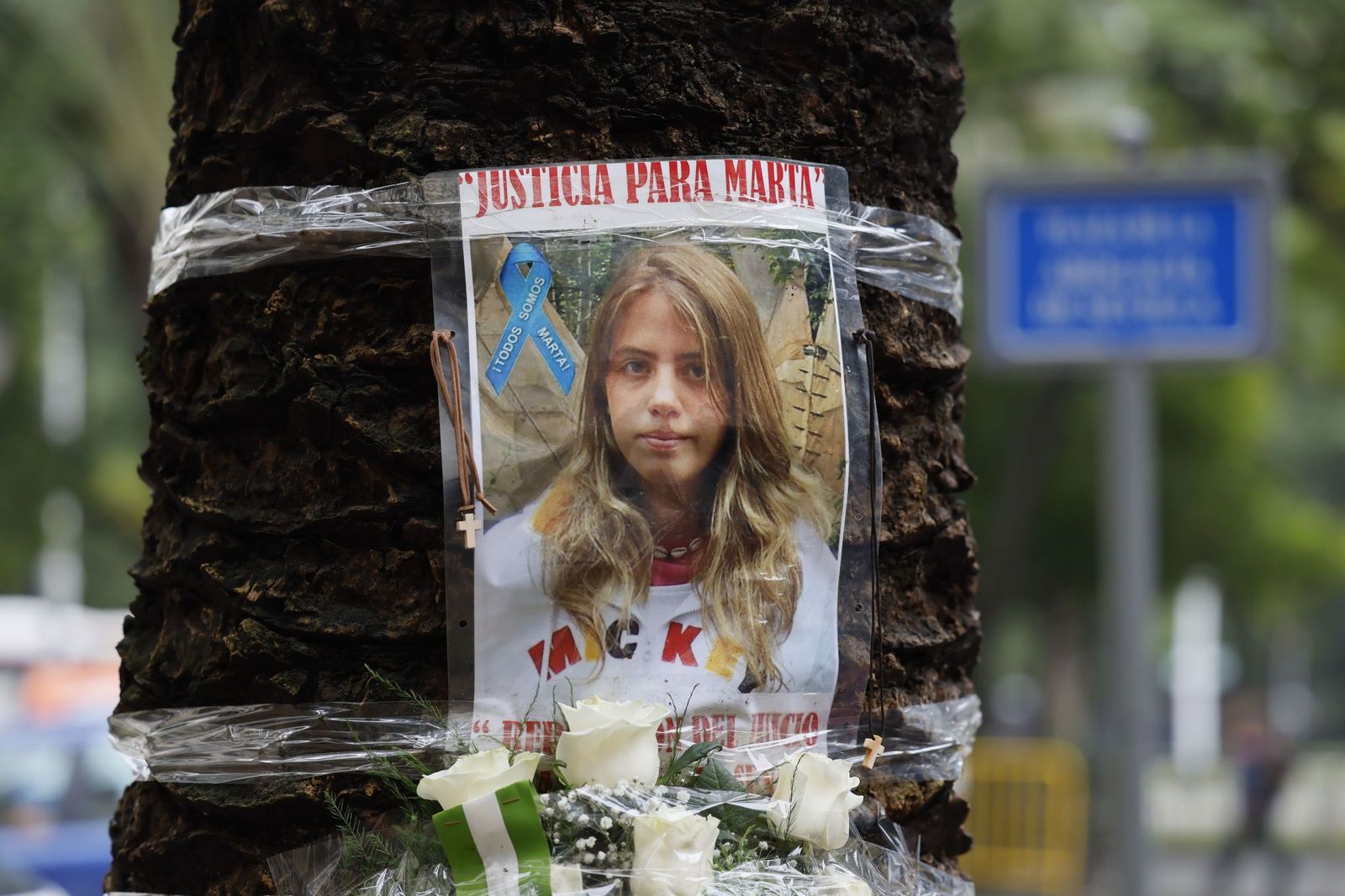 Detalle en recuerdo de Marta del Castillo depositado por su abuelo y los amigos de éste el año pasado en los juzgados.