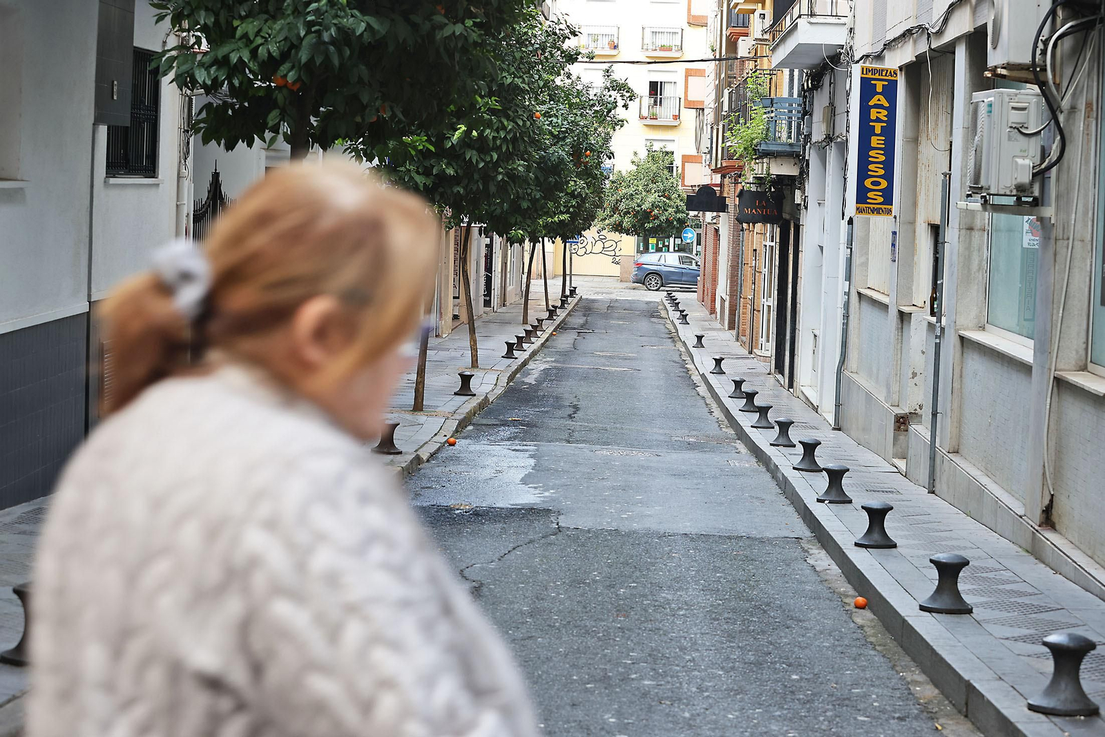 Imágenes de la primera fase del cambio de sentido de nueve calles de Huelva