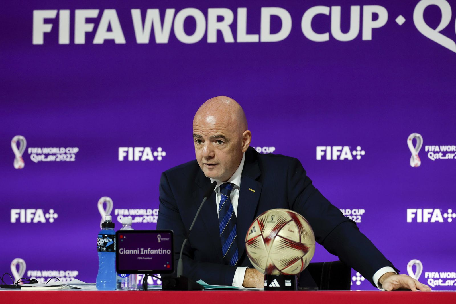 Infantino, durante la rueda de prensa previa al Mundial en Doha.