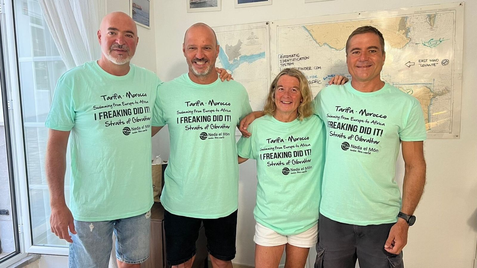 Los cuatro nadadores que cruzaron este sábado.