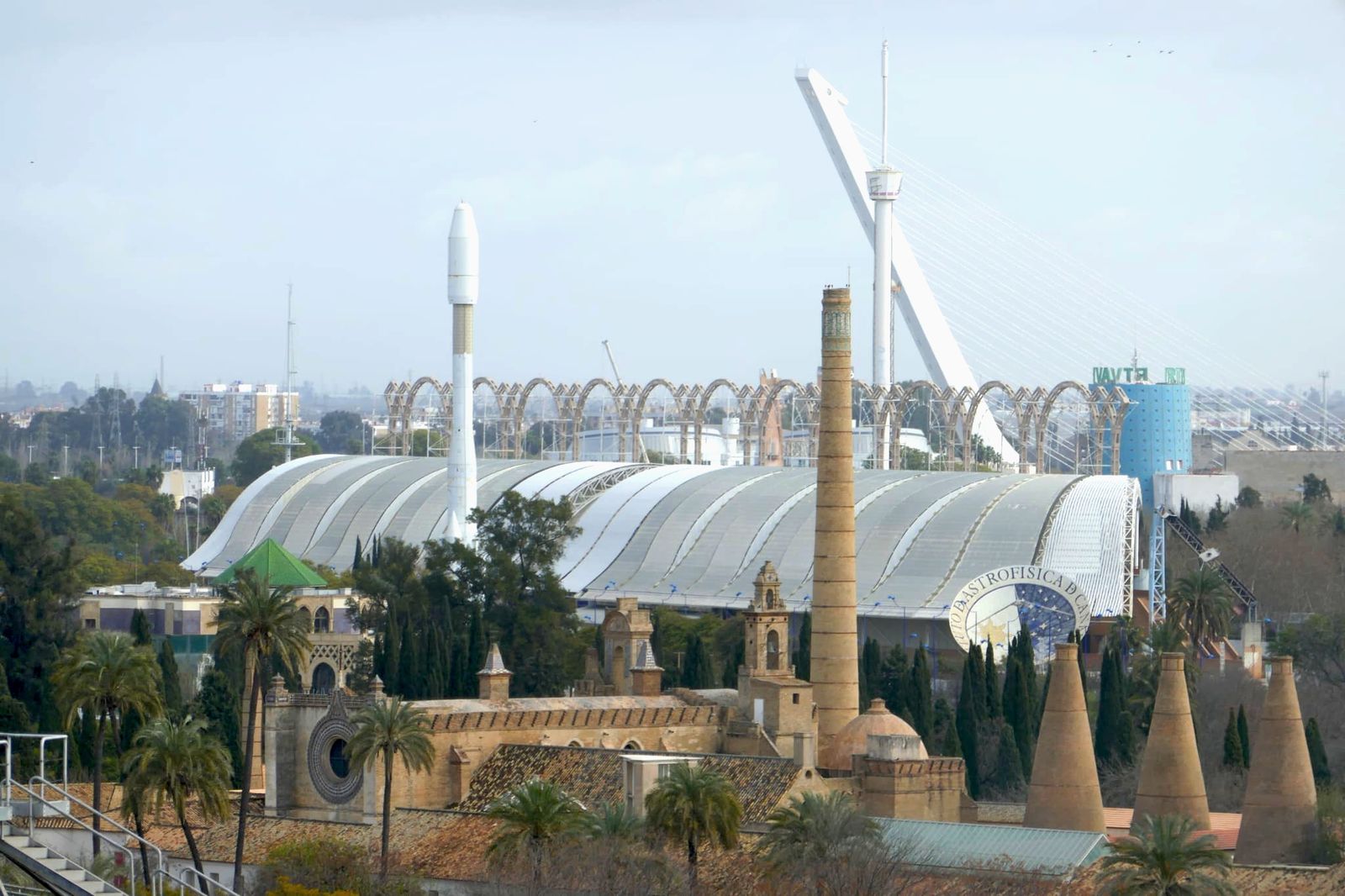 Vista aérea del pabellón del Futuro, en la Isla de la Cartuja.