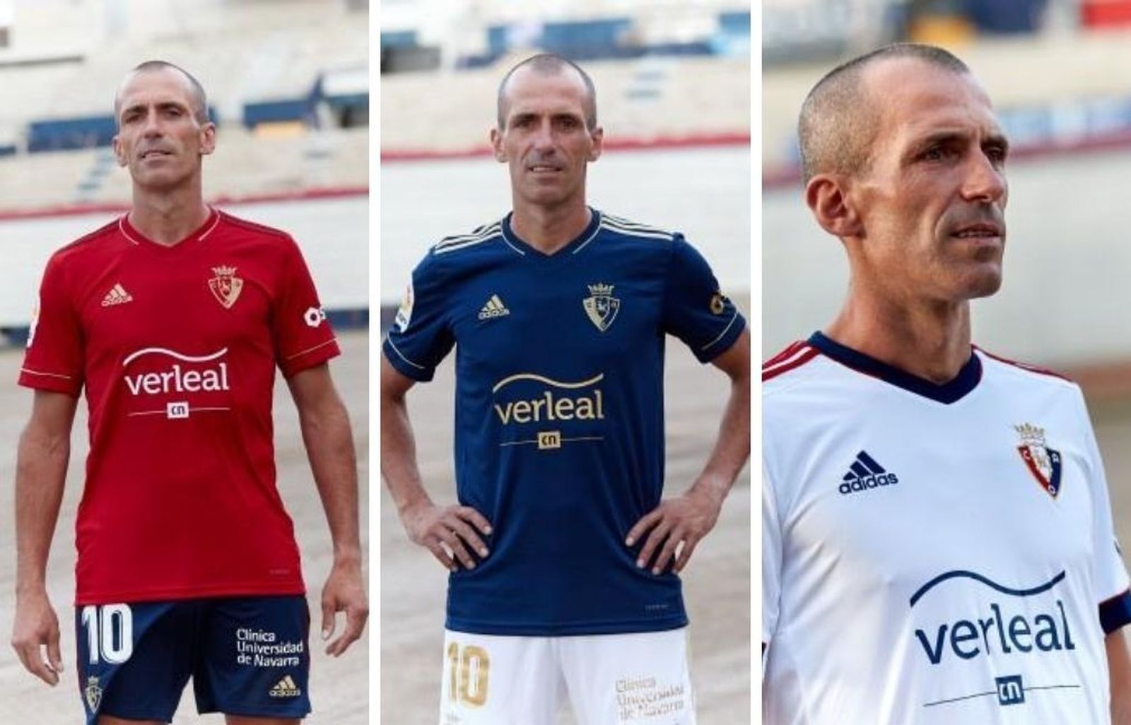 Osasuna apuesta por diseños sobrios y elegantes de la mano de Adidas en el año de su Centenario. Los colores tradicionales de la entidad, el rojo y el azul marino, respectivamente, predominan en la camiseta y el pantalón de la primera equipación, con el dorado como complemento. La segunda indumentaria es azul con detalles en dorado y pantalón blanco, mientras que la tercera es blanca con cuello y puños azules y las clásicas tiras de Adidas en rojo sobre los hombros. En la primera y la segunda equipación el escudo es monocromático en dorado.